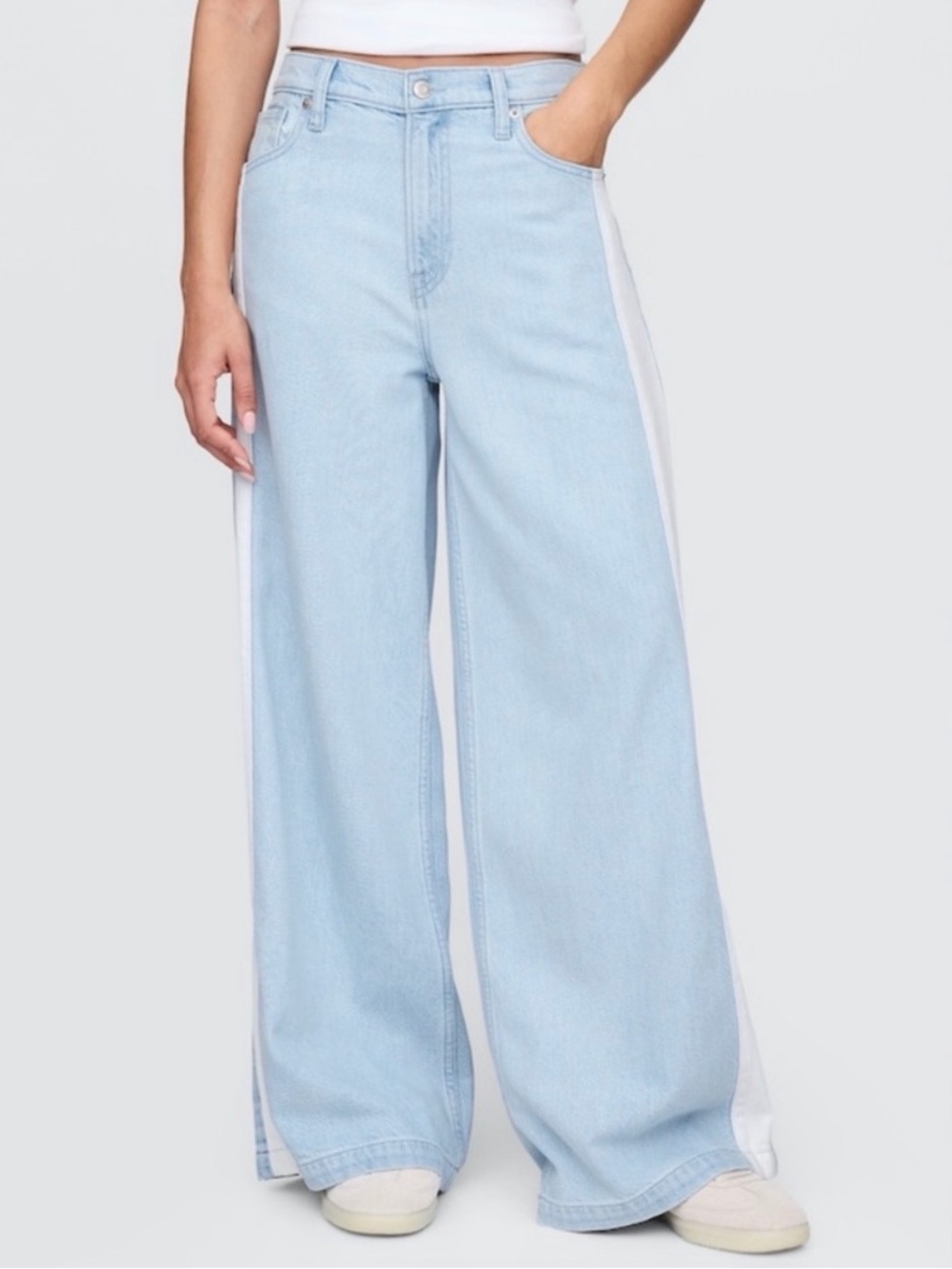 GAP Mid Ride UltraSoft Baggy Jeans with White Stripe
